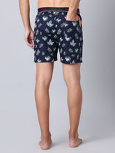 Men's Navy, 100% Cotton, Print, Regular Fit,  Outer Elastic, Mid-Rise, Boxers